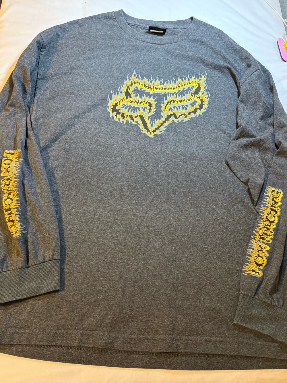 Fox Charcoal Gray Crewneck Tee with Black Logo Tag